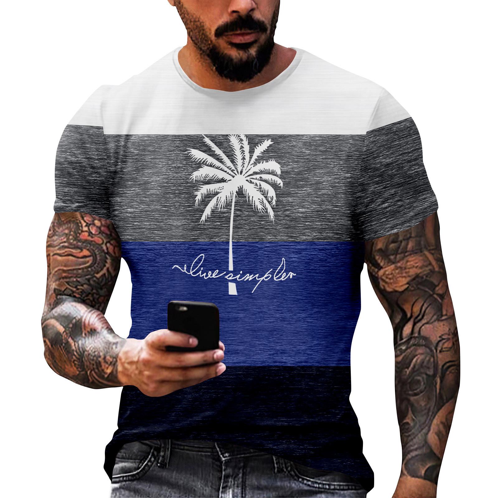 

Гавайский принт - мужская повседневная футболка с круглым вырезом и коротким рукавом L