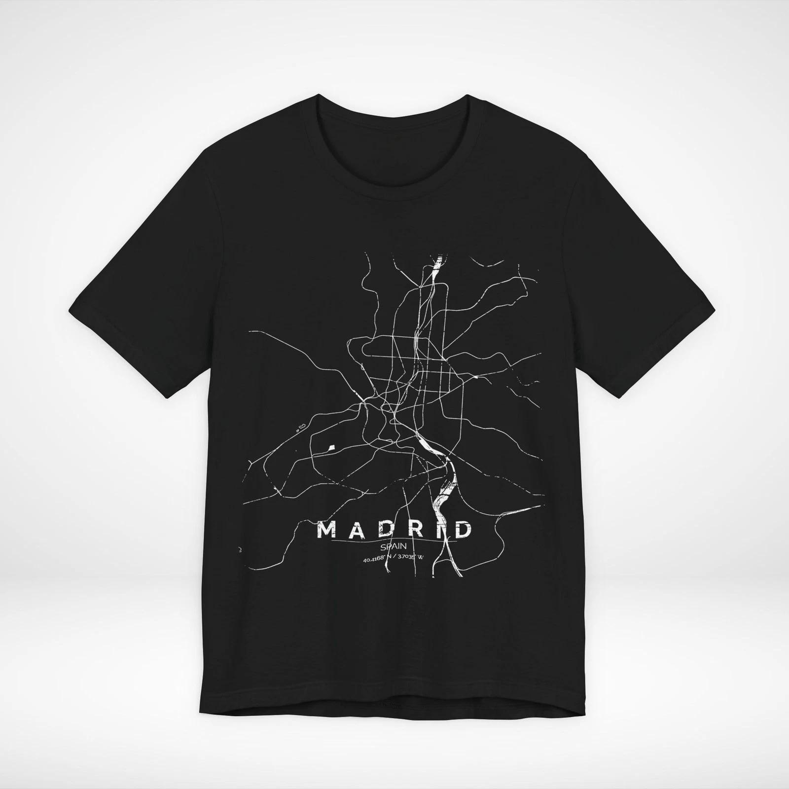 

Madrid Spain Map T-Shirt Minimalist Rail Graphic Tee Streetwear 2XL
