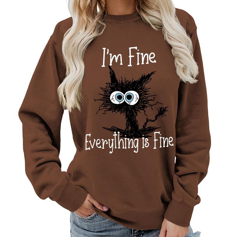 Weekends Printed Round Neck Women's Top Sweatshirt for Autumn Winter Casual Loose Fit Pullovers & Long Sleeves Women’s
