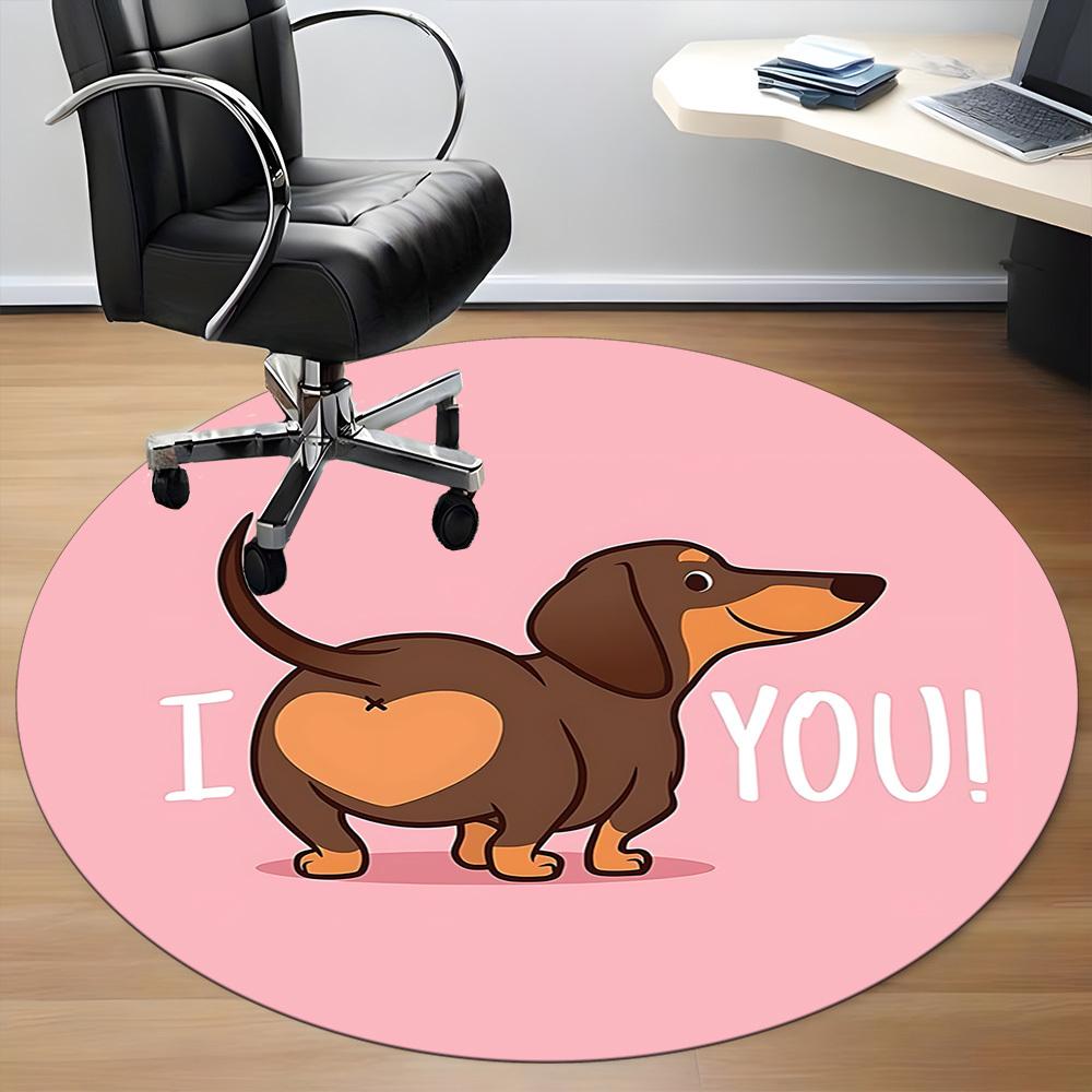 1PC Dachshund Love Office Round Area Rug, Indoor Mat Suitable ForOffice, Under Office Chairs Bedroom Living Room Home Decor, Room Deco F179