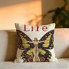 Retro Illustration Cushion Cover Cozy Velvet Throw PillowSoft Warm Cushion For Sofa  Bed
