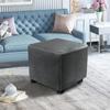 Velvet Square Ottoman Cover Stretch Bedroom Footstool Slipcover Living Room Stool Covers Washable Furniture Protector
