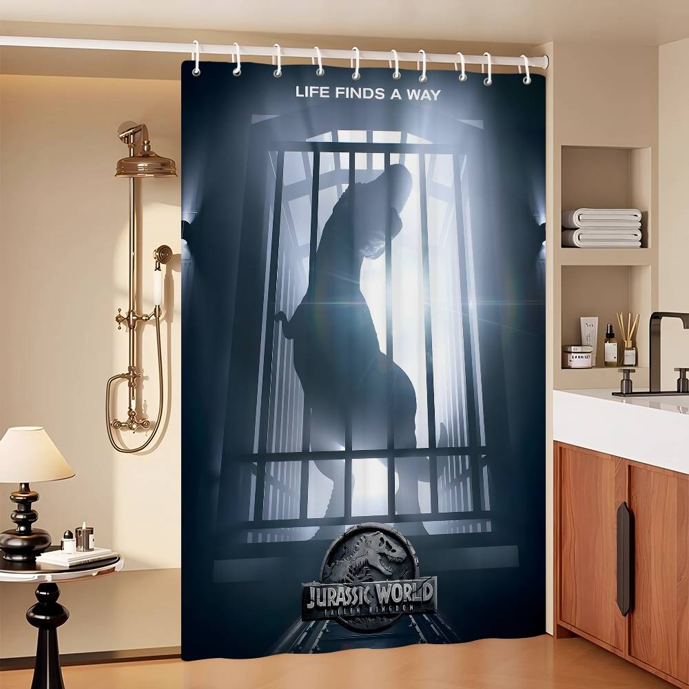 Movie Jurassic Park Dinosaur World Modern Simple Shower Curtain Bathroom Decorative Polyster Shower Curtain with Hook