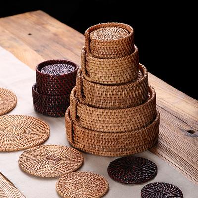 Vietnamese Rattan Coaster, Thermal Insulation Mat, Pot Mat, Bowl Mat, Non-slip Mat, Plate Mat, Coaster Set, Thermal Insulation and Non-slip Tableware.