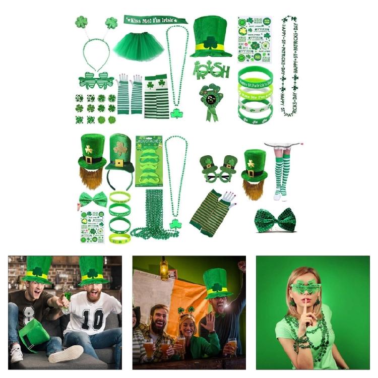 Adult Festival Day Apparel Set Green Festival Day Outfit Set For Parties Comfortable Fabric Hat Headbands Charm