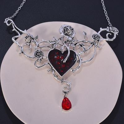 "Rosen nähren sich vom Herzen" Neuer Stil Gothic Punk Rote Halskette Halloween Rosenhalskette