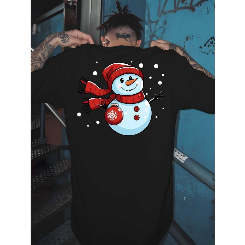

Snowman Men s T-shirts classic versatile round neck back printed T-shirt shirt, suitable for basketball, a must-have Men s summer outfit in the gym 2XL чёрный