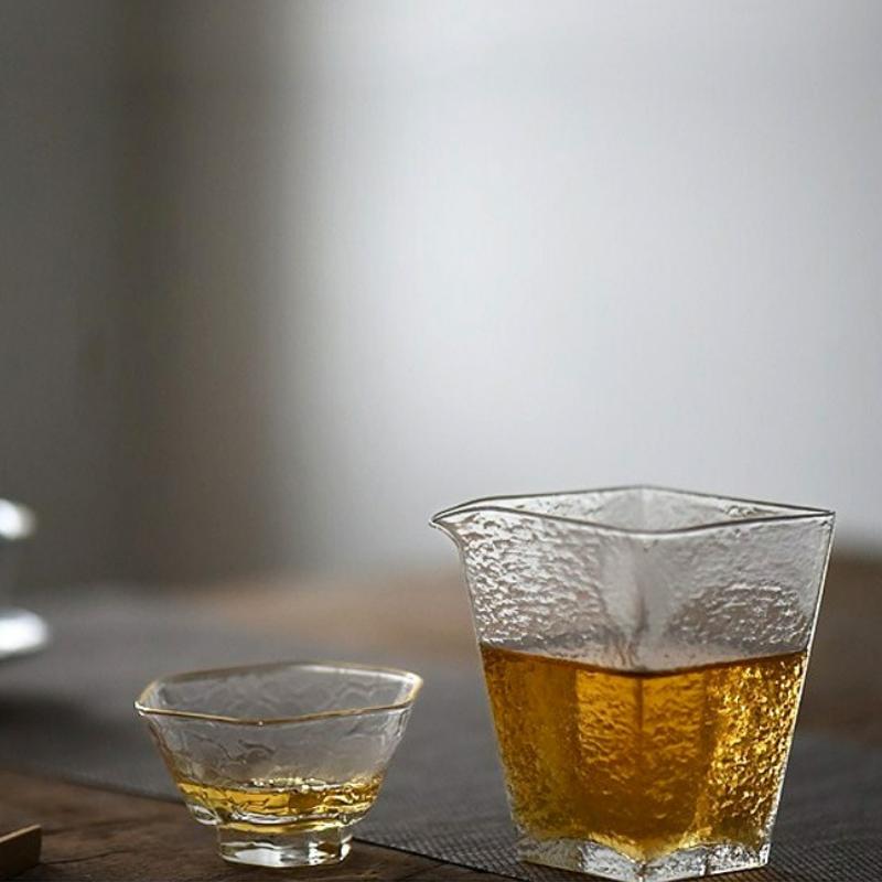 Japoński Styl 200ml Szklana Filiżanka do Herbaty Przezroczyste Czarki Sprawiedliwości Kreatywna Odporna na Ciepło Gospodarstwo Domowe Zestaw do Herbaty Kung Fu Akcesoria do Herbaty