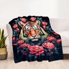 Tiger And Roses Blanket Suitable for Offices, Travel, Living Rooms Also a Good Gift for Friends and Family Suitable for All Seasons.