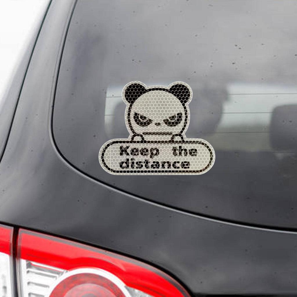Reflective Car Decal - Keep Distance Stickers, Self Adhesive Panda Stickers, Weatherproof Car Accessories for Motorcycles Trucks Automobiles