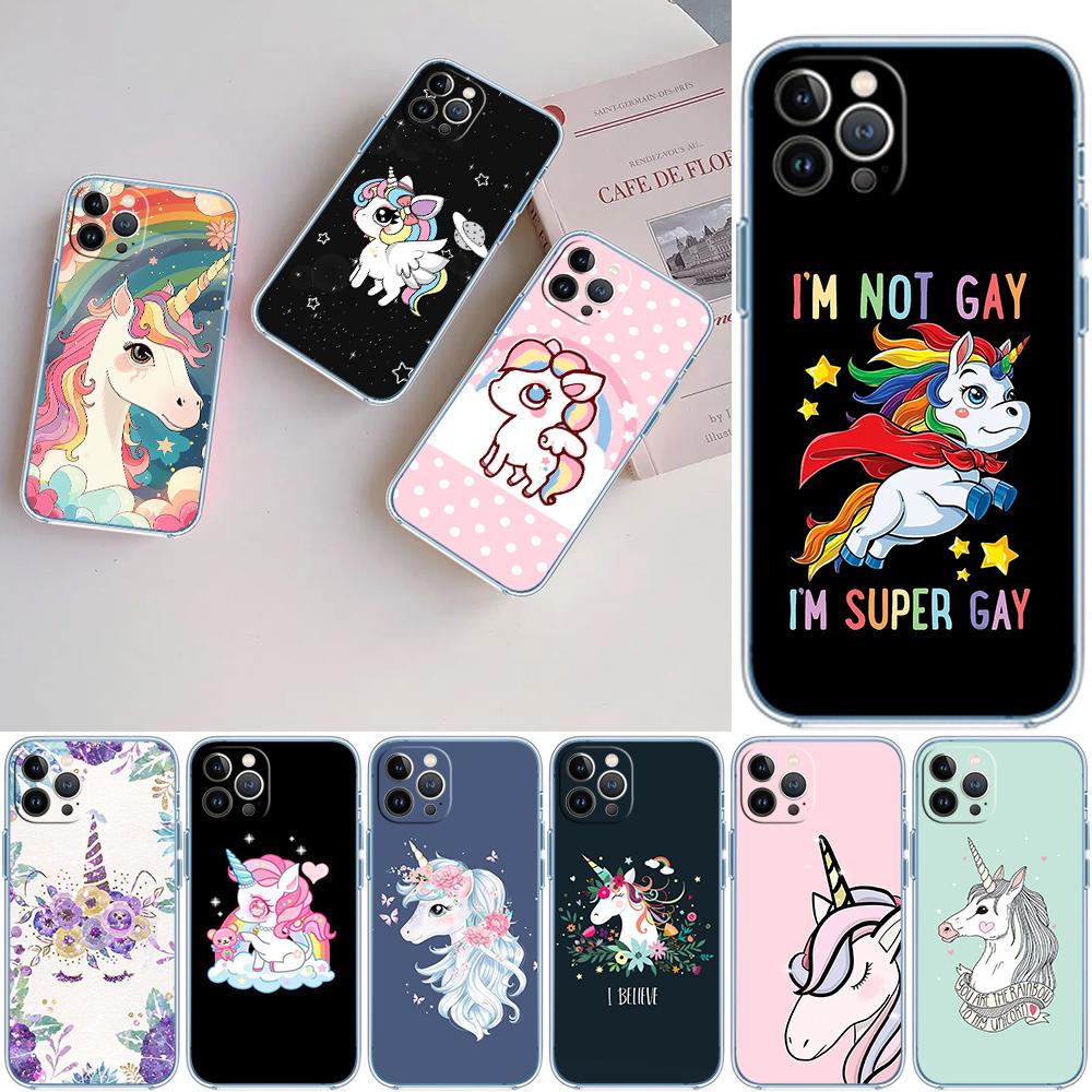 CJ103 Unicorn Cute Soft Shell Transparent Phone Case for Motorola Moto G7 G8 G9 G84 G85 G73 G24 G15 Z2 Play Power Plus