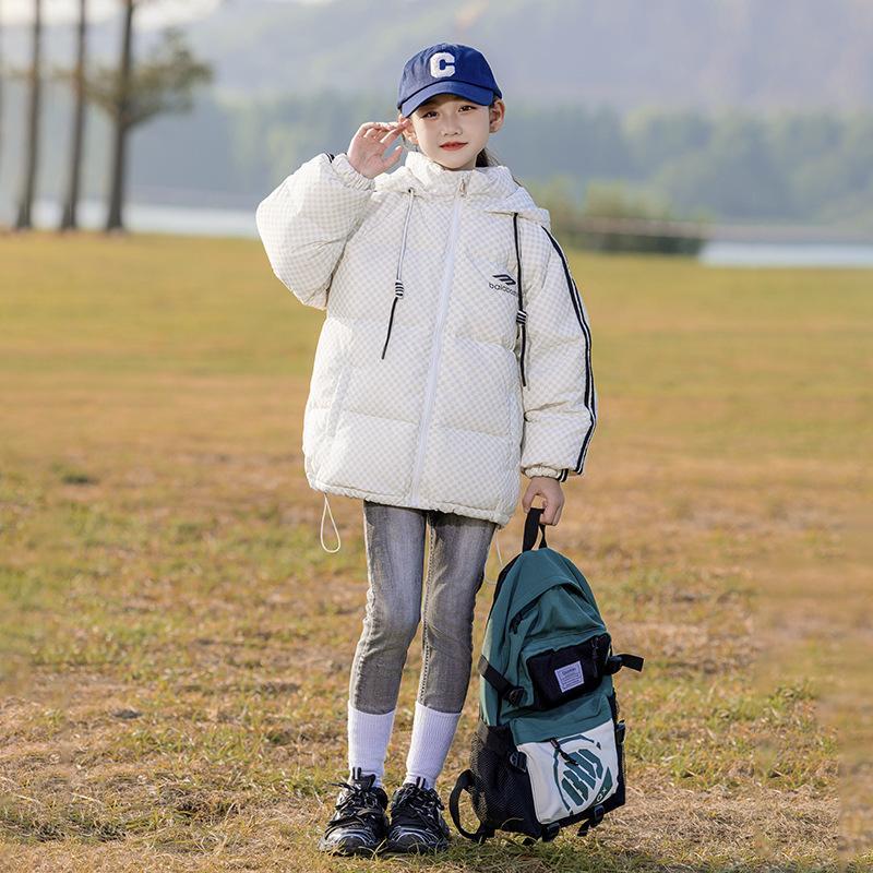Girls Down Jacket Mid-length Korean Style Thick Loose Children's Clothing Middle and Large Children's Stylish Sportswear