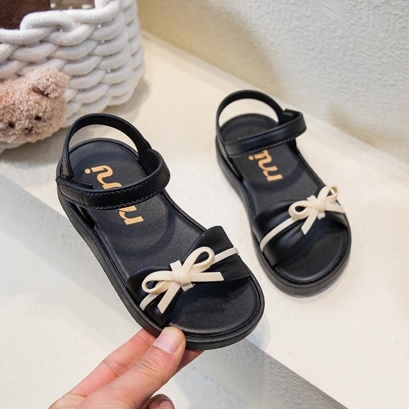 2026New Summer Sandals for Girls Soft-soled non-slip princess shoes Children's Bowknot Open-Toe Beach Shoes