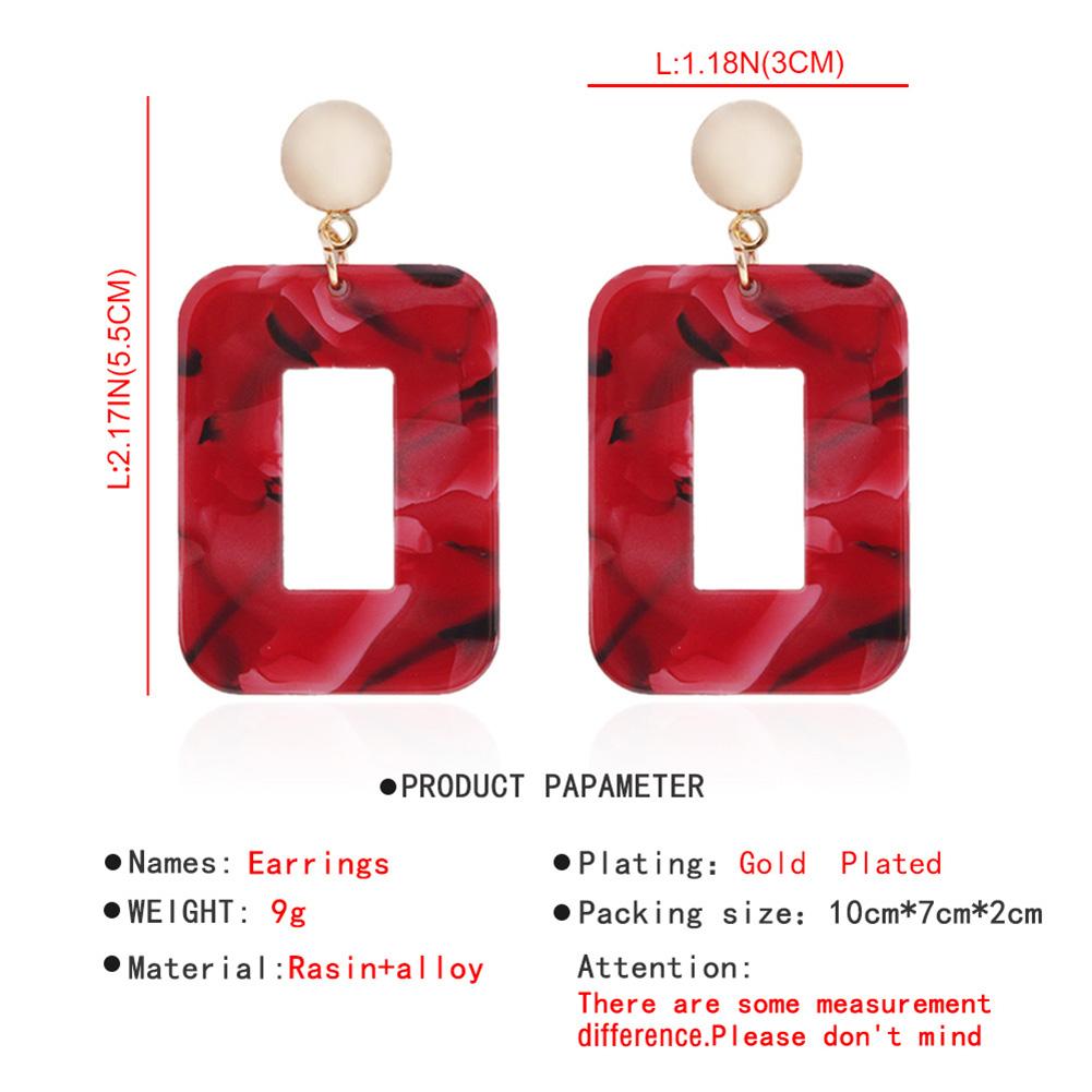 Women Fashion Resin Square Earrings Girl Party Earings Geometric Shape Long Earring