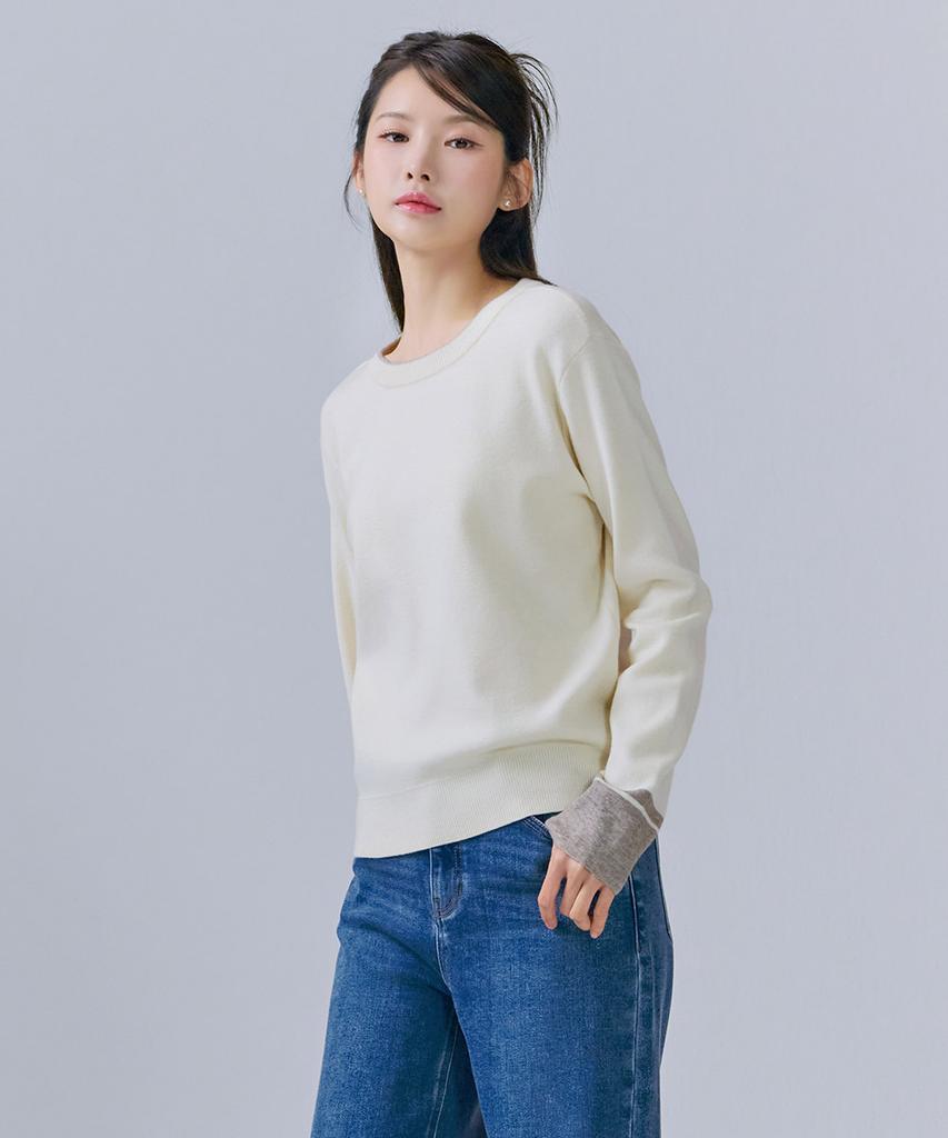 CHASECULT Women'S Color-Block Sleeve Round Sweater-Cfrg5261C0A