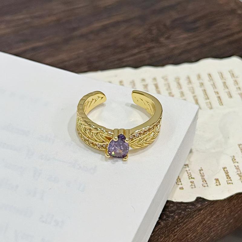 Medieval Fashion Butterfly Zircon Wheat Ear Ring Women'S Italian Brushed Craftsmanship Light Luxury Super Fairy Temperament Ring