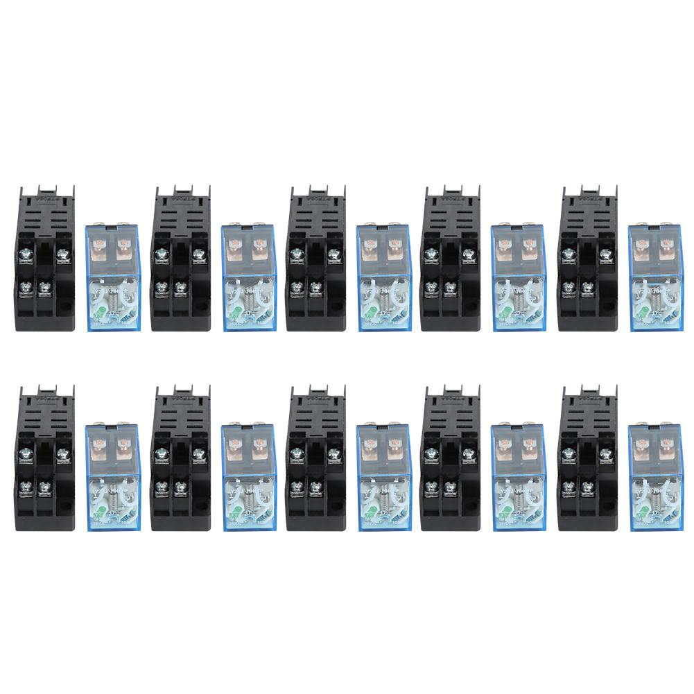 10 Sets 8 Pin Power Relay with Base DC Coil Universal Electrical Equipment Supplies
