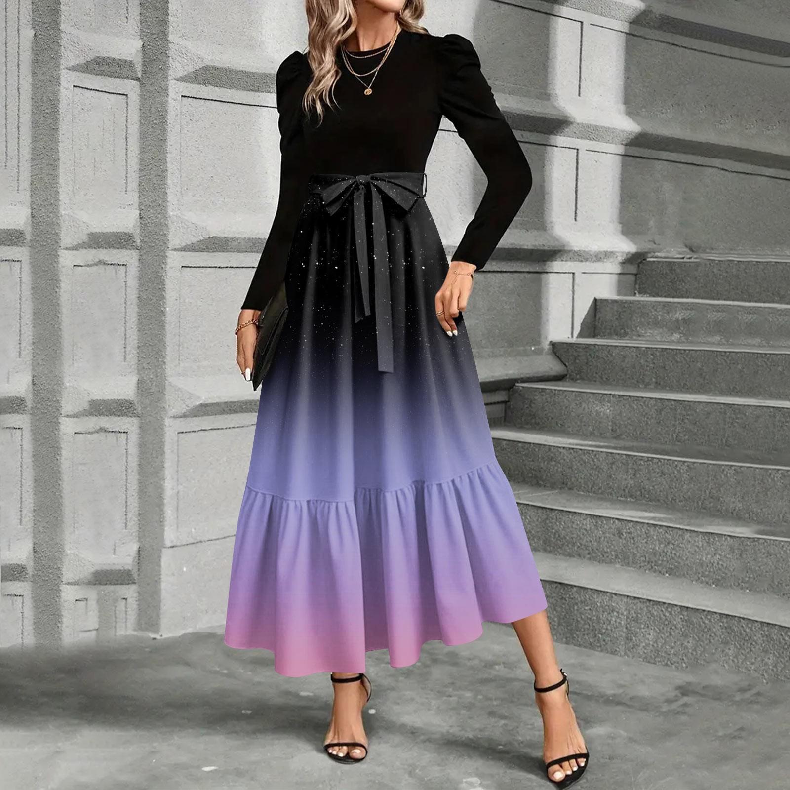 

Женское платье с цветочным принтом и высокой талией, модное и элегантное L чёрный