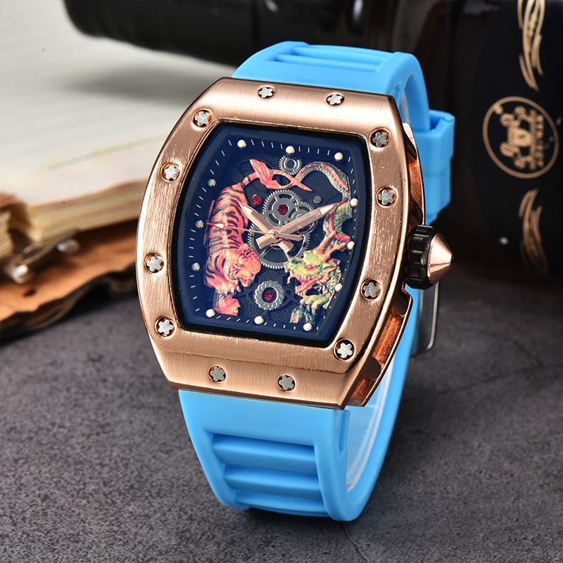 New Dragon Tiger Pattern Lassa Quartz Watch Men's Three-Pin Fashion Trend Calendar Watch