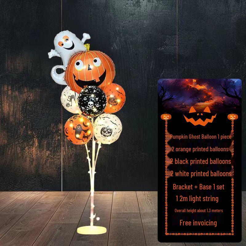 Halloween Pumpkin Skeleton Balloon Columns for Party and Event Decoration