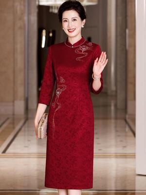 2025 Autumn Cheongsam: Elegant Dress for Mother-in-Law At Weddings or Formal Events