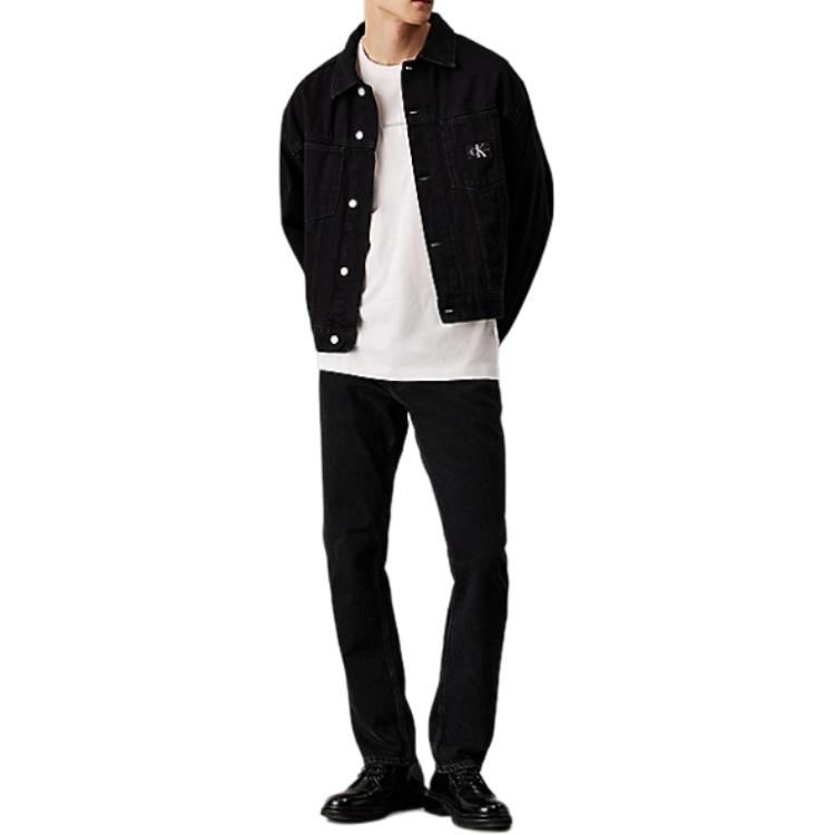 

Calvin Klein Letter Print Fitted Crew Neck Short Sleeve T-Shirt Men Tops White J30J325649-YBI L