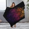 Black Mandala Pattern Fleece Blanket - Bohemian Decorative Throw Blanket - Psychedelic Rainbow Geometric Print Bed Throw Cushion