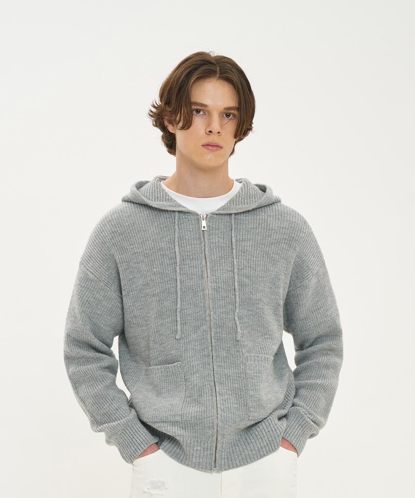BLOND9 Felpa con Cappuccio e Zip a Coste_Grigio