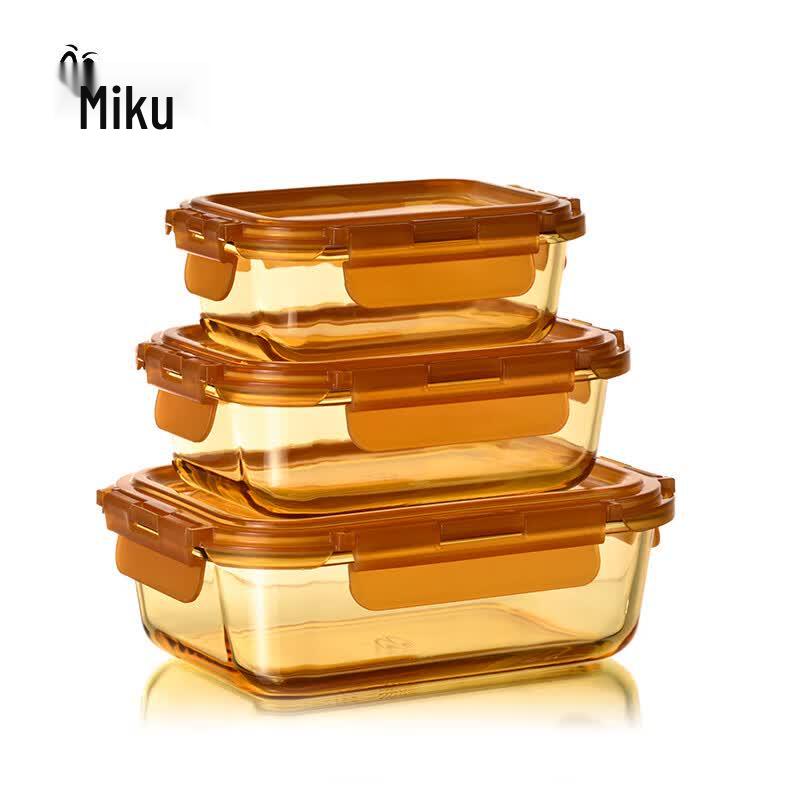 Стеклянный набор для хранения продуктов MiKu серии Amber