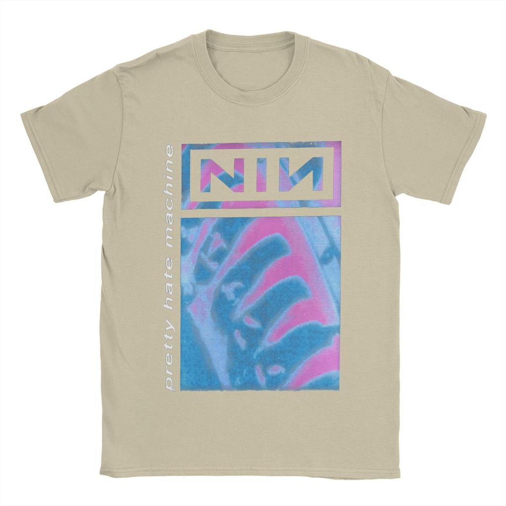 Blue And Purple NIN Nine Inch Nails T-Shirts for Men Funny Pure Cotton Tees Crewneck Short Sleeve T Shirt Adult Clothes