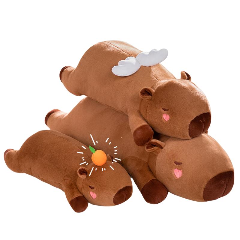 Peluche Capibara Grande Dimensioni con Ali d'Angelo Rosa Guance Cuore Arancione Cuscino da Viaggio per Dormire Cuscino da Abbraccio