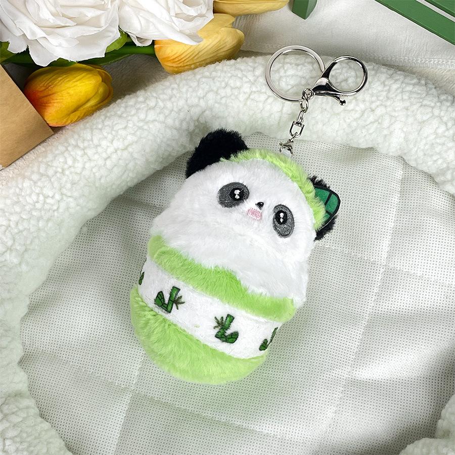 Boutique Plush Cone Giant Panda Doll Pendant Keychain Doll Grab Machine Doll Bag Hanging Ornament Plush Toy