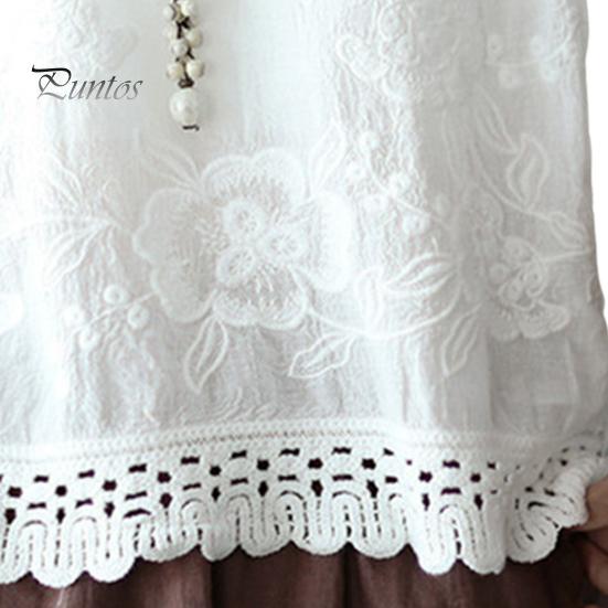 Dame Sommer Tank Tops V-hals Ermeløs Ensfarge Loose Fit Casual Bluse Broderi Blondemønster Sling Topper