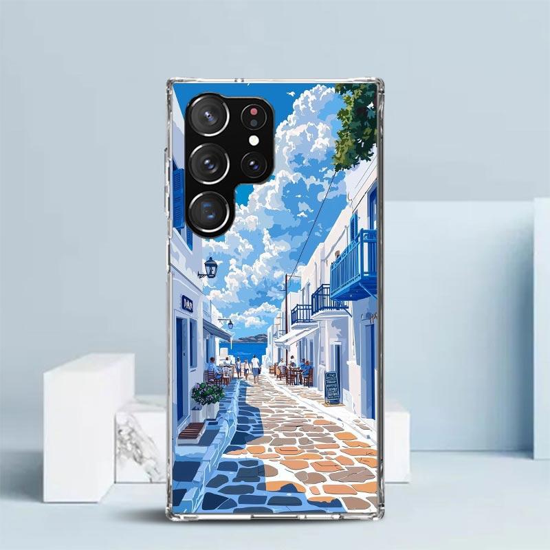 Greece In Summer Santorini Soft Cover for Samsung Galaxy S25 Edge S26 S24 S23 Ultra Phone Case S22 S21 Plus S20 FE Print Pattern