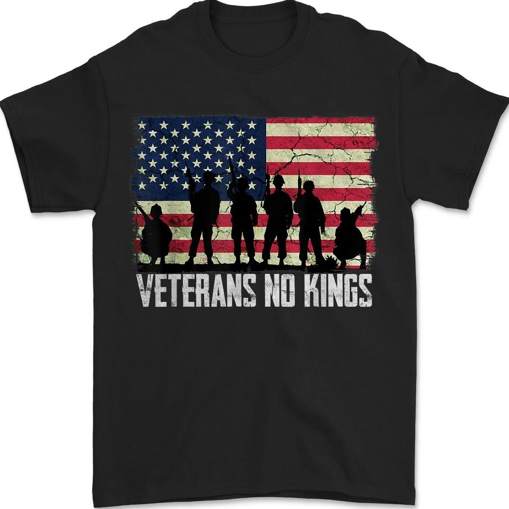 Veterans No Kings Shirt Vintage American Flag Veterans Unisex T-Shirt