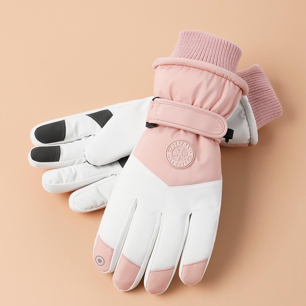 Ski Gloves for Men and Women Outdoor Cycling Waterproof and Non Slip Touch Screen Plus Velvet Thickened Autumn and Winter Warm Gloves