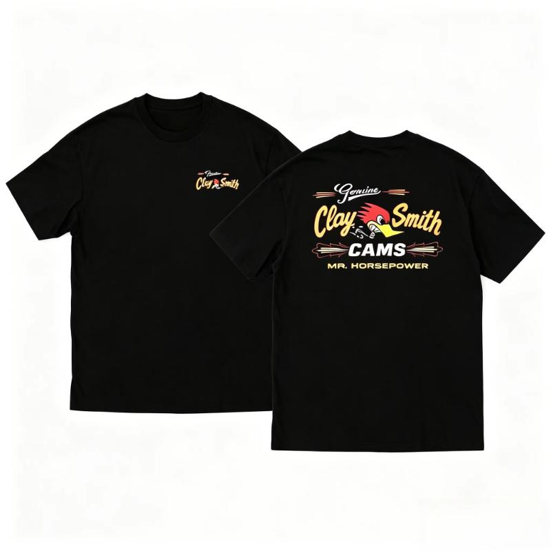 T-shirt Manches Courtes Unisexe Coton Impression Drapeau Américain Style Rétro Dessin Animé Oiseau Course Moto Mode Urbaine Décontractée