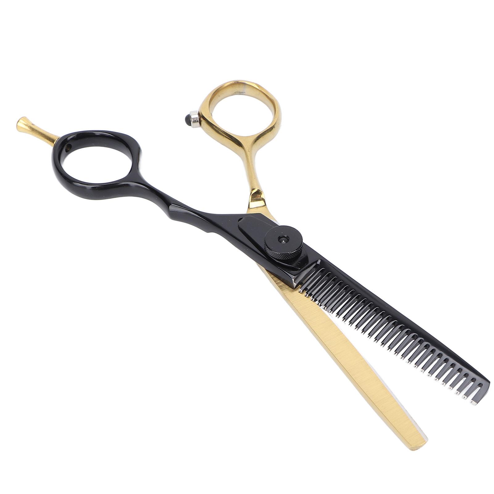 

Парикмахерские ножницы из нержавеющей стали, портативные, для дома, салона, парикмахерские ножницы, черно-золотые, 5,5 дюйма, филировочные