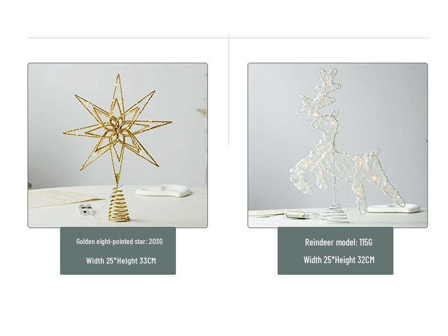 Luminous Wrought Iron LED Pentagram Tree Topper Star Decoration