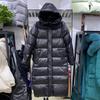 Women Loose Fit Long Hooded Padded Jacket Winter Coat White Duck Down Stand Collar Zipper Pocket Solid Color All Match