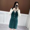 Faux Mink Knitted Waistcoat Spring and Autumn Mohair V-neck Vest Knitting Versatile Sleeveless Mid-length Casual Women's Dress