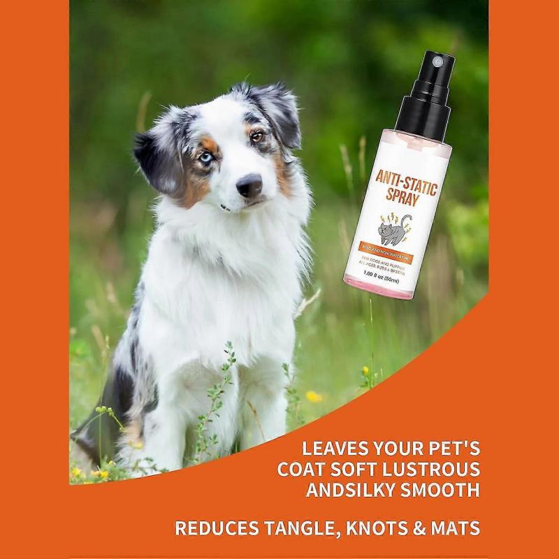 Pet Hair Detangler Spray 50ml, Anti-Static Leave-in Conditioner for Cats and Dogs, Tangle-Free & Smoothing Spray