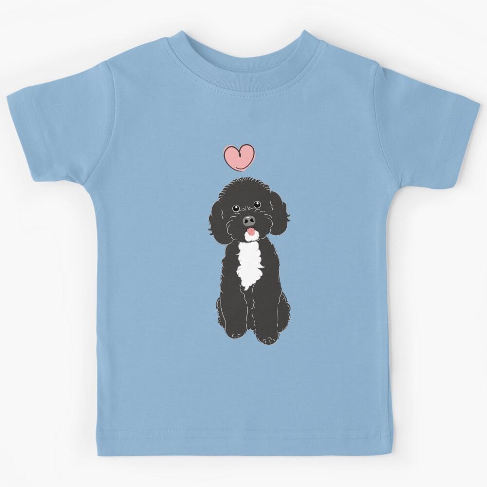 LOVE Black White Poochon Bichon Poodle Kids T-Shirt 110