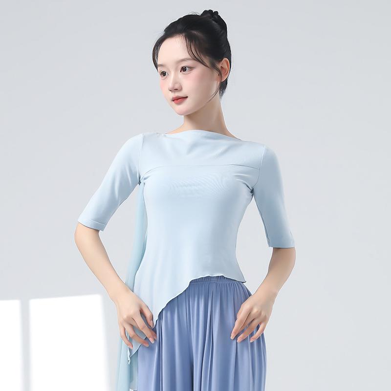 Klassische Tanzübungsbekleidung Fingerlinge Seitenschlitz Tüll-Design Chinesischer Stil Freizeitkleidung Schickes Bühnenauftrittskostüm