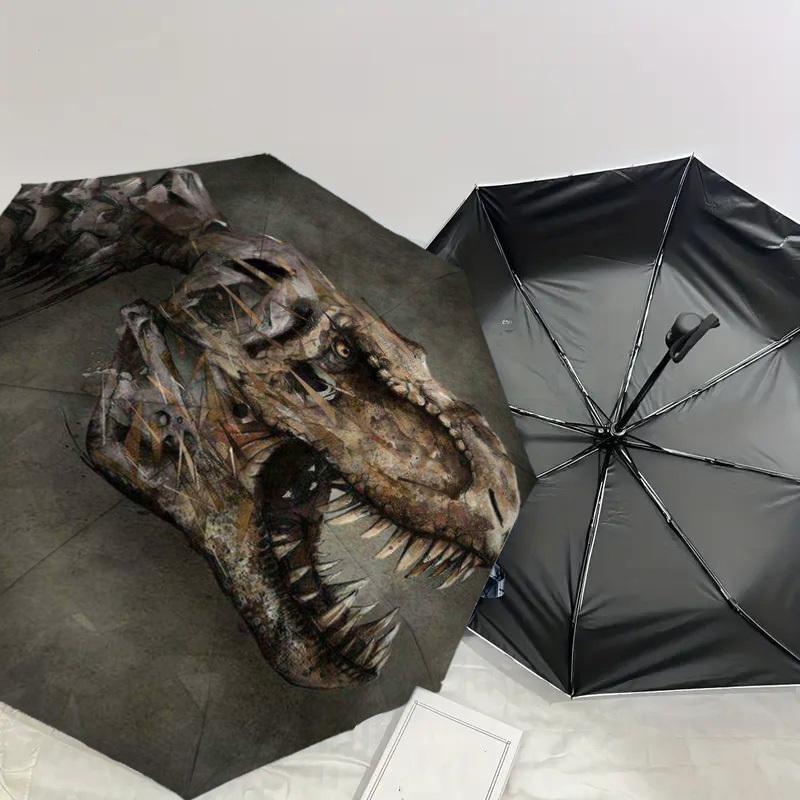 1PC Dinosaur Skull Pattern Small Travel Compact Windproof Umbrella, Automatic Folding Umbrella, Automatic Open/Close ,Gift-175