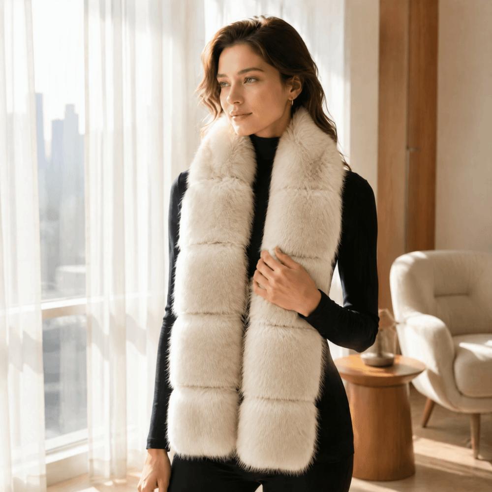 Imitation Mink Fur Long Faux Fur Scarf Thick Shawl Wrap Fleece Neck Gaiter Fluffy Scarf Winter