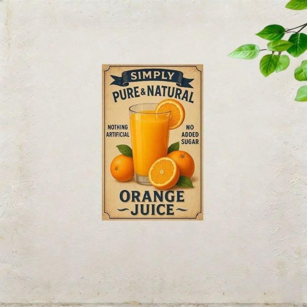 Vintage Metal Sign Simply Orange Juice Retro Kitchen Wall Decor Waterproof
