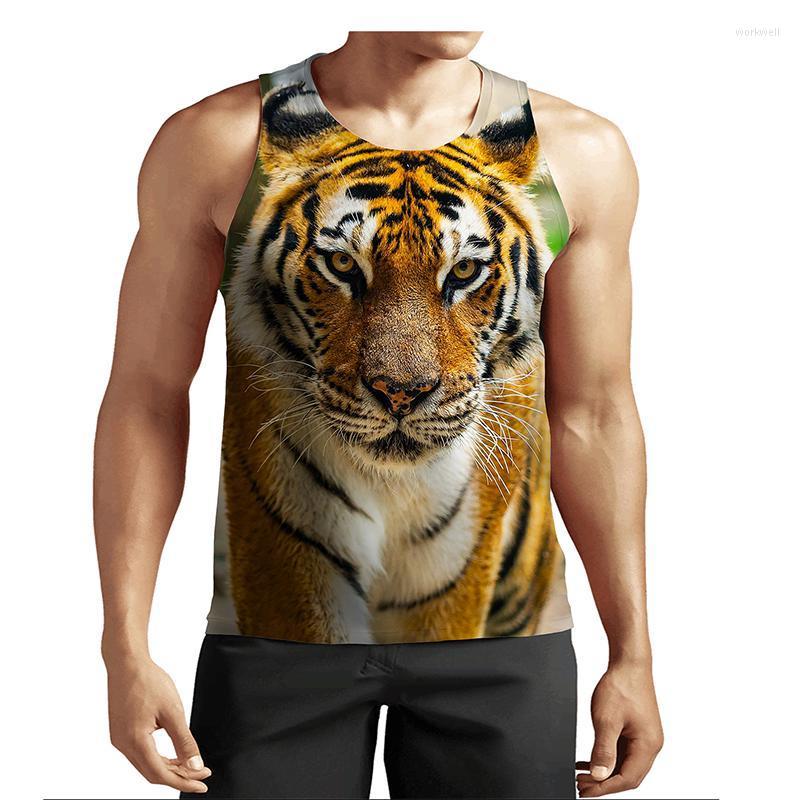 

Животное Тигр 3D Принт Майки Мужские Повседневная Уличная Мода Спортивная Одежда Жилет Оверсайз Безрукавка Тренажерный Зал Мужская Одежда 5XL