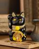 Lucky Cat Maneki Neko Right Paw Lucky Cat Maneki Neko Feng Shui Figurine with Offering Box (Lucky Cat) (S-SIZE Black) Raised/Ceramic (Lucky Cat) (fa_S