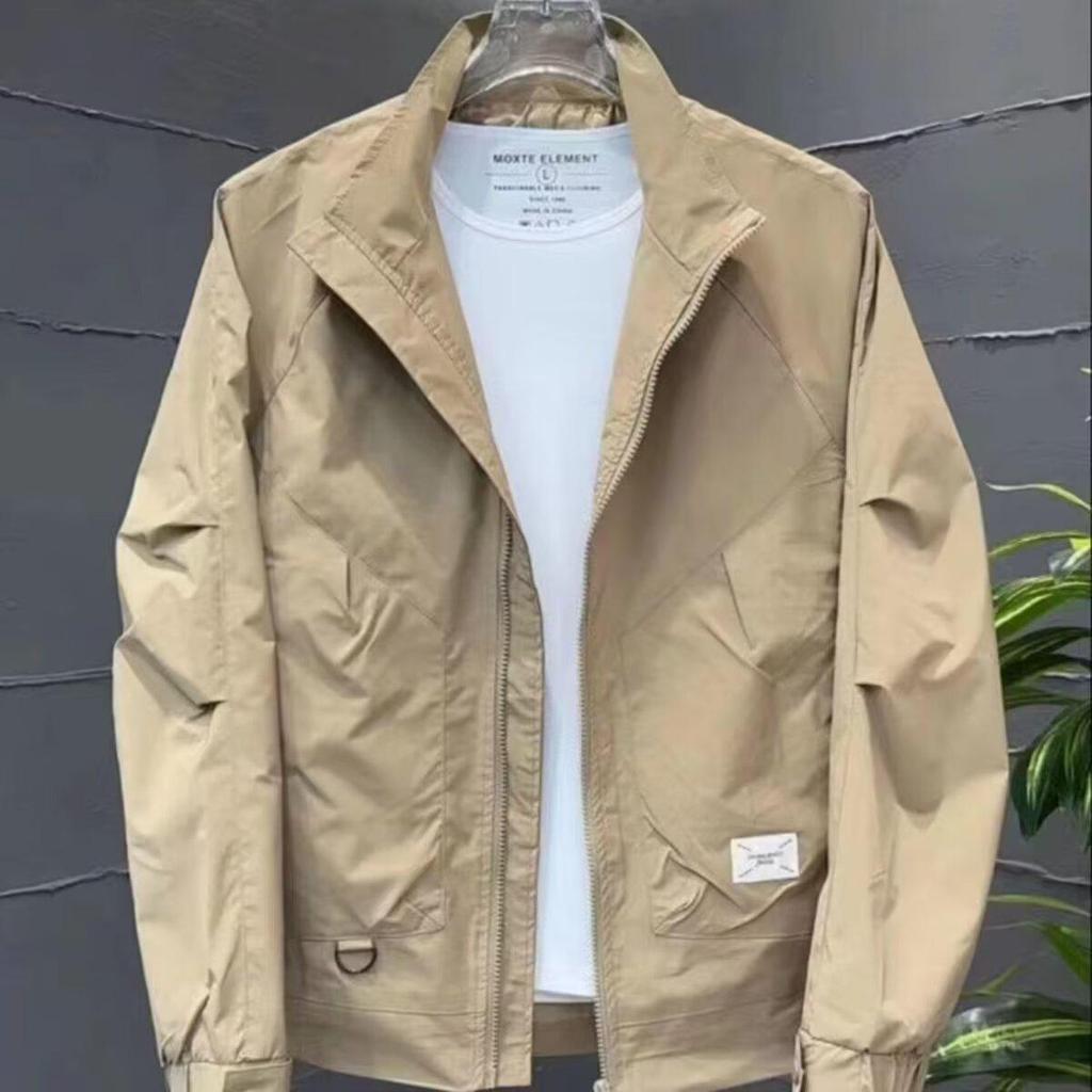 Mu Xi Summer Men's Trendy Solid Color Stand Collar Jacket - Handsome Casual Outerwear
